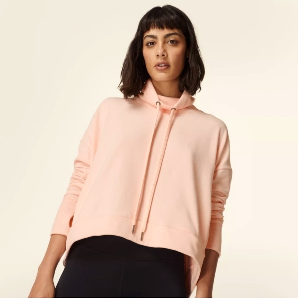 Sweaty Betty Cropped Womens Sweatshirt Harmonise Luxe‎ Fleece Rose Pink Medium